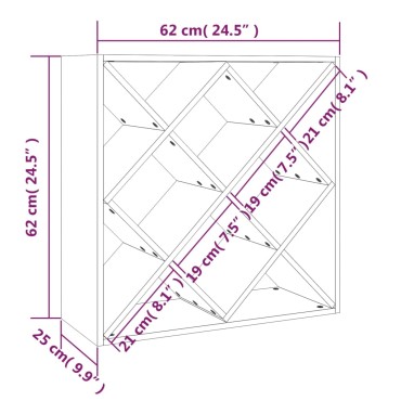 vidaXL Κάβα Κρασιών 62x25x62cm από Μασίφ Ξύλο Πεύκου 1 τεμ.