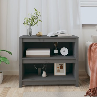 vidaXL Βιβλιοθήκη Γκρι 80x35x68cm από Μασίφ Ξύλο Πεύκου 1 τεμ.