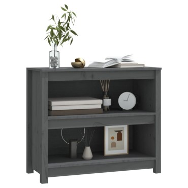 vidaXL Βιβλιοθήκη Γκρι 80x35x68cm από Μασίφ Ξύλο Πεύκου 1 τεμ.
