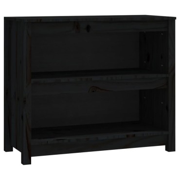 vidaXL Βιβλιοθήκη Μαύρη 50x35x68cm από Μασίφ Ξύλο Πεύκου 1 τεμ.