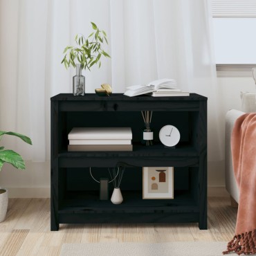 vidaXL Βιβλιοθήκη Μαύρη 50x35x68cm από Μασίφ Ξύλο Πεύκου 1 τεμ.
