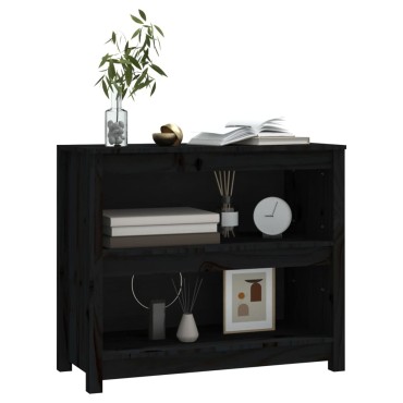 vidaXL Βιβλιοθήκη Μαύρη 50x35x68cm από Μασίφ Ξύλο Πεύκου 1 τεμ.
