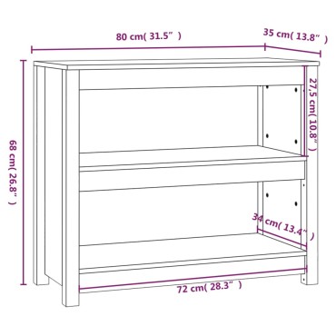 vidaXL Βιβλιοθήκη Μαύρη 50x35x68cm από Μασίφ Ξύλο Πεύκου 1 τεμ.