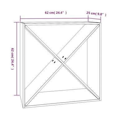 vidaXL Κάβα Κρασιών 62x25x62cm από Μασίφ Ξύλο Πεύκου 1 τεμ.