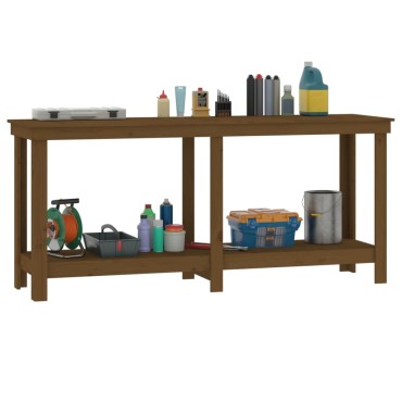 vidaXL Πάγκος Εργασίας Μελί Καφέ 180 x 50 x 80 εκ. Μασίφ Ξύλο Πεύκο