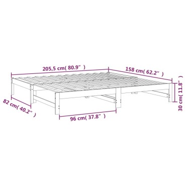vidaXL Καναπές Κρεβάτι Συρόμενος 2x(80x200)cm από Μασίφ Ξύλο Πεύκου 1 τεμ. - Μονό