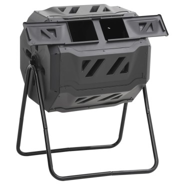 vidaXL Κάδος Κομποστοποίησης Κήπου Μαύρος 73 x 64 x 95 εκ. 160 Λίτρων