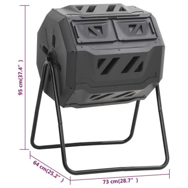 vidaXL Κάδος Κομποστοποίησης Κήπου Μαύρος 73 x 64 x 95 εκ. 160 Λίτρων