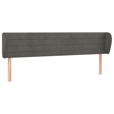 vidaXL Κεφαλάρι με Πτερύγια Σκούρο Γκρι 163x23x78/88cm Βελούδινο 1 τεμ.