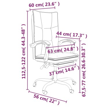 vidaXL Καρέκλα Γραφείου Ανακλινόμενη Κρεμ Συνθετικό δέρμα 63x56x(112,5-122)cm 1 τεμ.