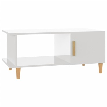 vidaXL Τραπεζάκι Σαλονιού Γυαλ. Λευκό 90x50x40cm Επεξεργ. Ξύλο 1 τεμ.