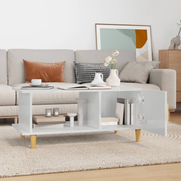 vidaXL Τραπεζάκι Σαλονιού Γυαλ. Λευκό 90x50x40cm Επεξεργ. Ξύλο 1 τεμ.