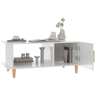 vidaXL Τραπεζάκι Σαλονιού Γυαλ. Λευκό 90x50x40cm Επεξεργ. Ξύλο 1 τεμ.