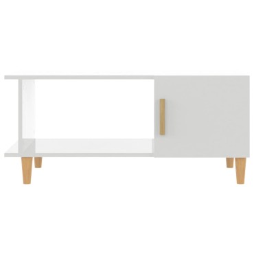 vidaXL Τραπεζάκι Σαλονιού Γυαλ. Λευκό 90x50x40cm Επεξεργ. Ξύλο 1 τεμ.