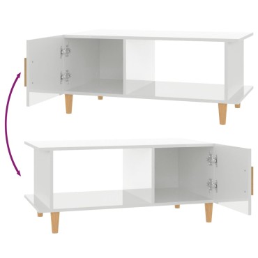 vidaXL Τραπεζάκι Σαλονιού Γυαλ. Λευκό 90x50x40cm Επεξεργ. Ξύλο 1 τεμ.