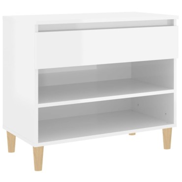 vidaXL Παπουτσοθήκη Γυαλιστερή Λευκή 70x36x60cm Επεξεργασμένο Ξύλο