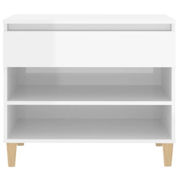 vidaXL Παπουτσοθήκη Γυαλιστερή Λευκή 70x36x60cm Επεξεργασμένο Ξύλο