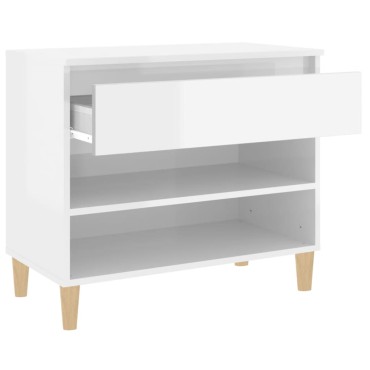 vidaXL Παπουτσοθήκη Γυαλιστερή Λευκή 70x36x60cm Επεξεργασμένο Ξύλο