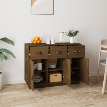 vidaXL Ντουλάπι Καφέ Μελί 100x4x75cm από Μασίφ Ξύλο Πεύκου 1 τεμ.