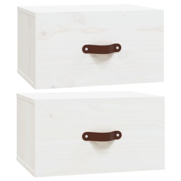 vidaXL Κομοδίνα Επιτοίχια 2 τεμ. Λευκά 40x29,5x22cm