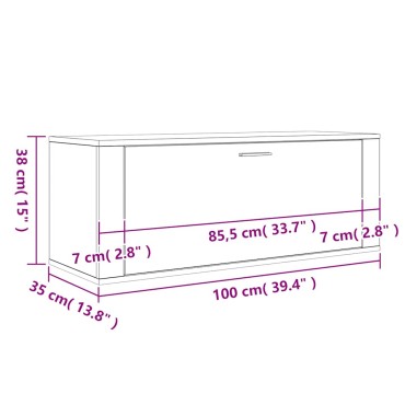 vidaXL Παπουτσοθήκη Γκρι Σκυροδέματος 100x35x38cm Επεξεργασμένο Ξύλο