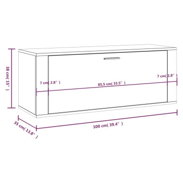 vidaXL Παπουτσοθήκη Γκρι Σκυροδέματος 100x35x38cm Επεξεργασμένο Ξύλο