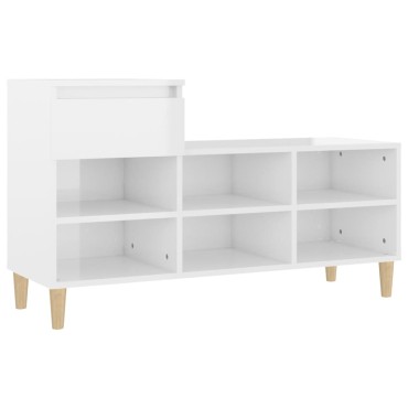 vidaXL Παπουτσοθήκη Γυαλιστερό Λευκό 102x36x60cm Επεξεργασμένο Ξύλο