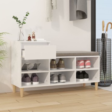 vidaXL Παπουτσοθήκη Γυαλιστερό Λευκό 102x36x60cm Επεξεργασμένο Ξύλο