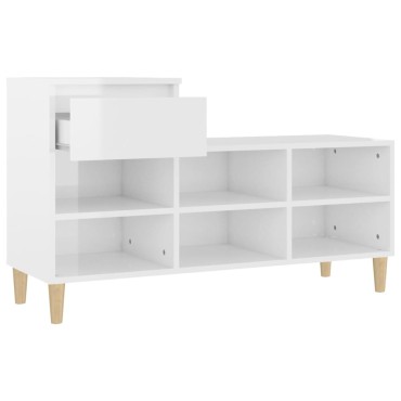 vidaXL Παπουτσοθήκη Γυαλιστερό Λευκό 102x36x60cm Επεξεργασμένο Ξύλο