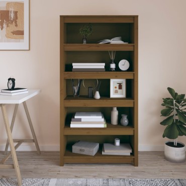 vidaXL Βιβλιοθήκη Μελί 80x35x154cm από Μασίφ Ξύλο Πεύκου 1 τεμ.