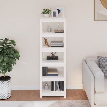 vidaXL Βιβλιοθήκη Λευκή 50x35x154cm από Μασίφ Ξύλο Πεύκου 1 τεμ.