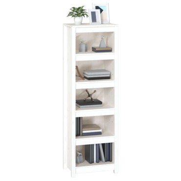 vidaXL Βιβλιοθήκη Λευκή 50x35x154cm από Μασίφ Ξύλο Πεύκου 1 τεμ.