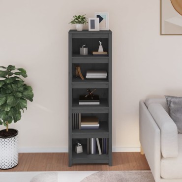 vidaXL Βιβλιοθήκη Γκρι 50x35x154cm από Μασίφ Ξύλο Πεύκου 1 τεμ.