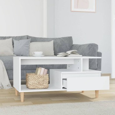 vidaXL Τραπεζάκι Σαλονιού Γυαλ. Λευκό 90x49x45cm Επεξεργ. Ξύλο 1 τεμ.