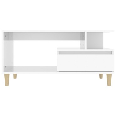 vidaXL Τραπεζάκι Σαλονιού Γυαλ. Λευκό 90x49x45cm Επεξεργ. Ξύλο 1 τεμ.