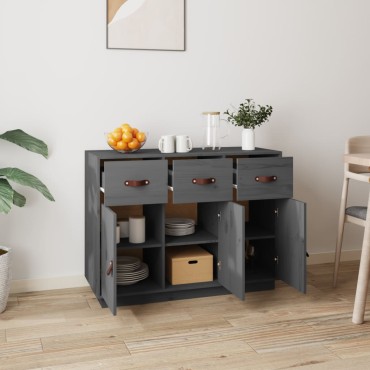 vidaXL Συρταριέρα Γκρι 100x40x75cm από Μασίφ Ξύλο Πεύκου 1 τεμ.