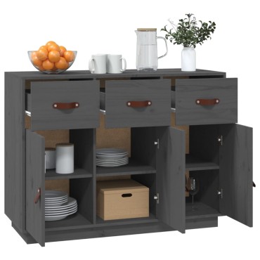 vidaXL Συρταριέρα Γκρι 100x40x75cm από Μασίφ Ξύλο Πεύκου 1 τεμ.