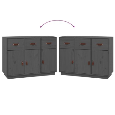 vidaXL Συρταριέρα Γκρι 100x40x75cm από Μασίφ Ξύλο Πεύκου 1 τεμ.