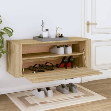 vidaXL Παπουτσοθήκη Επιτοίχια Sonoma Δρυς 100x35x38cm Επεξ. Ξύλο