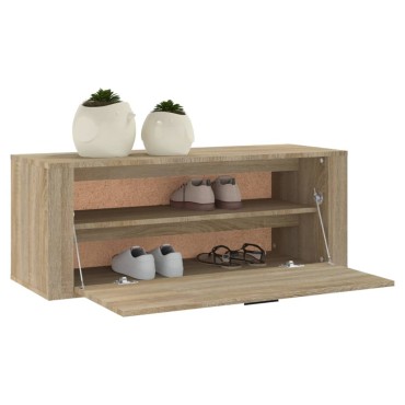 vidaXL Παπουτσοθήκη Επιτοίχια Sonoma Δρυς 100x35x38cm Επεξ. Ξύλο