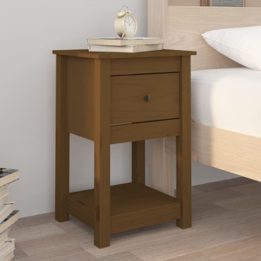 vidaXL Κομοδίνα 2 τεμ. Καφέ Μελί 40x35x61,5cm από Μασίφ Ξύλο Πεύκου