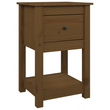 vidaXL Κομοδίνα 2 τεμ. Καφέ Μελί 40x35x61,5cm από Μασίφ Ξύλο Πεύκου