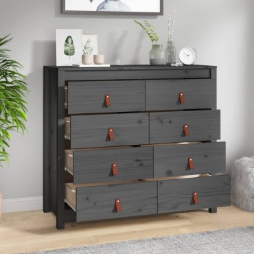 vidaXL Βοηθητικό Ντουλάπι Γκρι 100x40x90cm από Μασίφ Ξύλο Πεύκου 1 τεμ.
