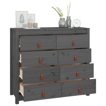 vidaXL Βοηθητικό Ντουλάπι Γκρι 100x40x90cm από Μασίφ Ξύλο Πεύκου 1 τεμ.