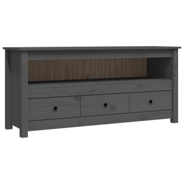 vidaXL Έπιπλο Τηλεόρασης Γκρι 114x35x52cm από Μασίφ Ξύλο Πεύκου