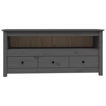 vidaXL Έπιπλο Τηλεόρασης Γκρι 114x35x52cm από Μασίφ Ξύλο Πεύκου