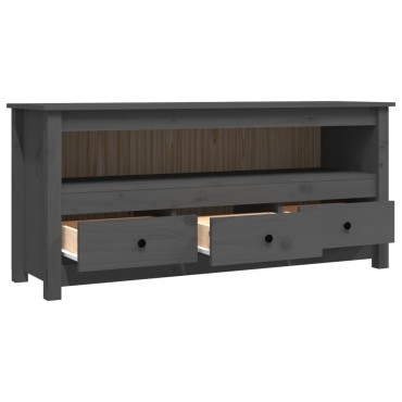 vidaXL Έπιπλο Τηλεόρασης Γκρι 114x35x52cm από Μασίφ Ξύλο Πεύκου