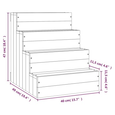 vidaXL Σκάλα Κατοικίδιου 40 x 49 x 47 εκ. από Μασίφ Ξύλο Πεύκου