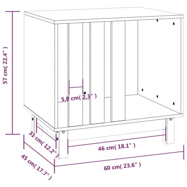 vidaXL Σπιτάκι Σκύλου Καφέ Μελί 60 x 45 x 57 εκ. από Μασίφ Ξύλο Πεύκου