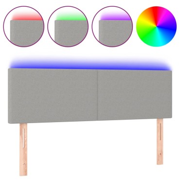 vidaXL Κεφαλάρι Κρεβατιού LED Ανοιχτό Γκρι 144x5x78/88cm Υφασμάτινο 1 τεμ.